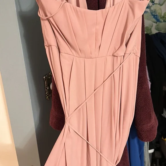 Davids bridal georgette wrap bridesmaid dress in ballet - Picture 8 of 8